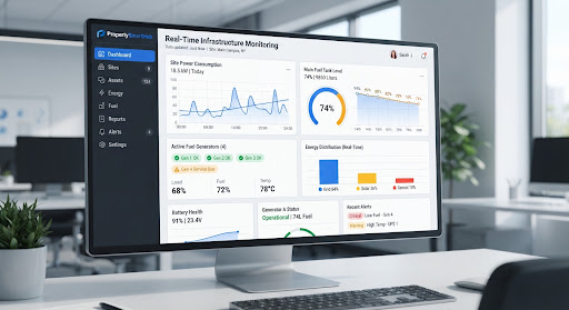 Fuel and energy analytics dashboard with real-time monitoring gauges